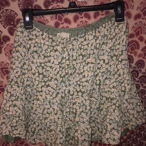 Urban Outfitters Green Floral Mini Skirt